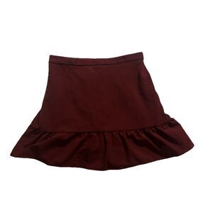 J Crew Mercantile Flounce Mini Skirt Women's Maroon Ruffle Hem Size 10